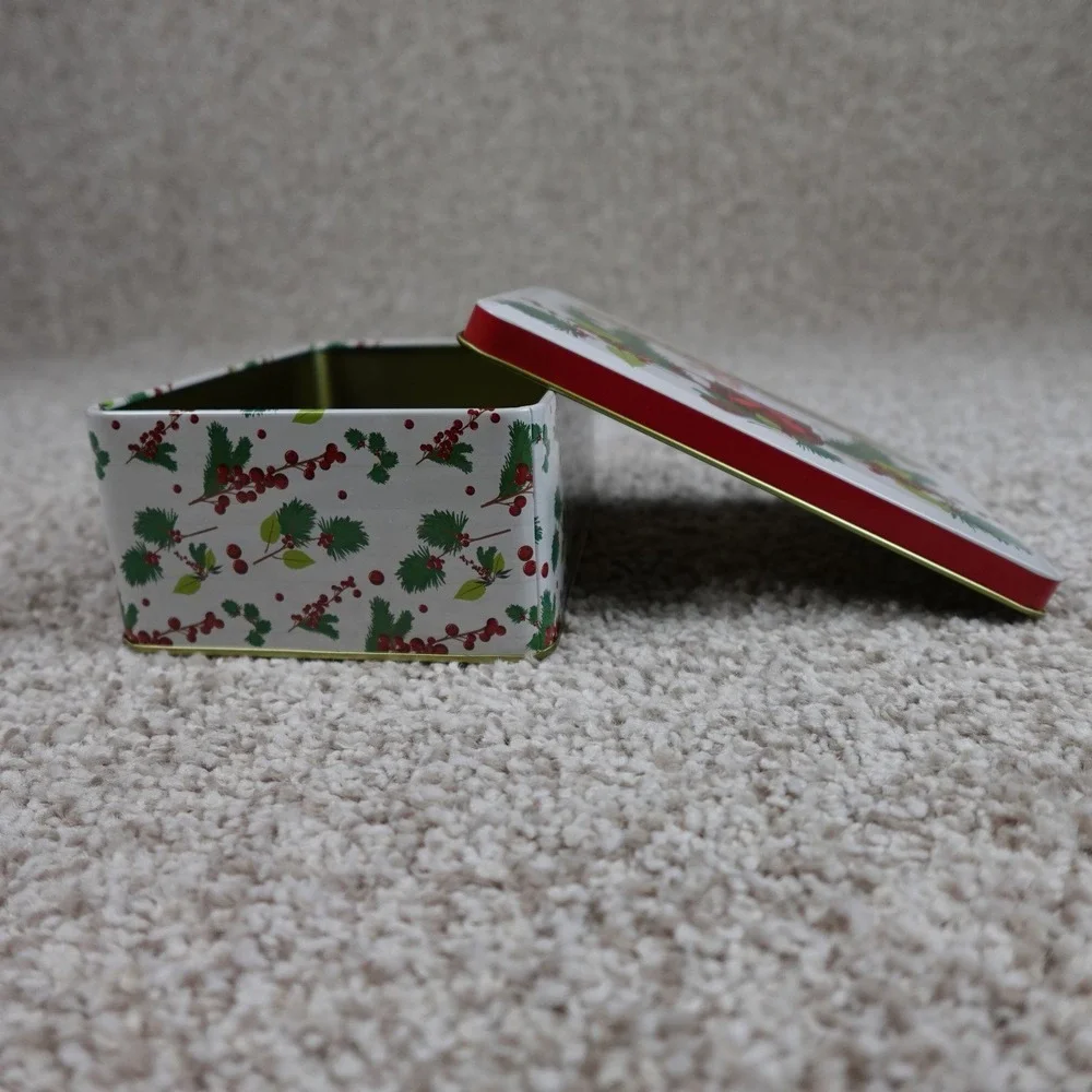 Greenbrier Happy Holiday Buffalo Plaid Cocoa Mug Christmas Metal Gift Tin Box